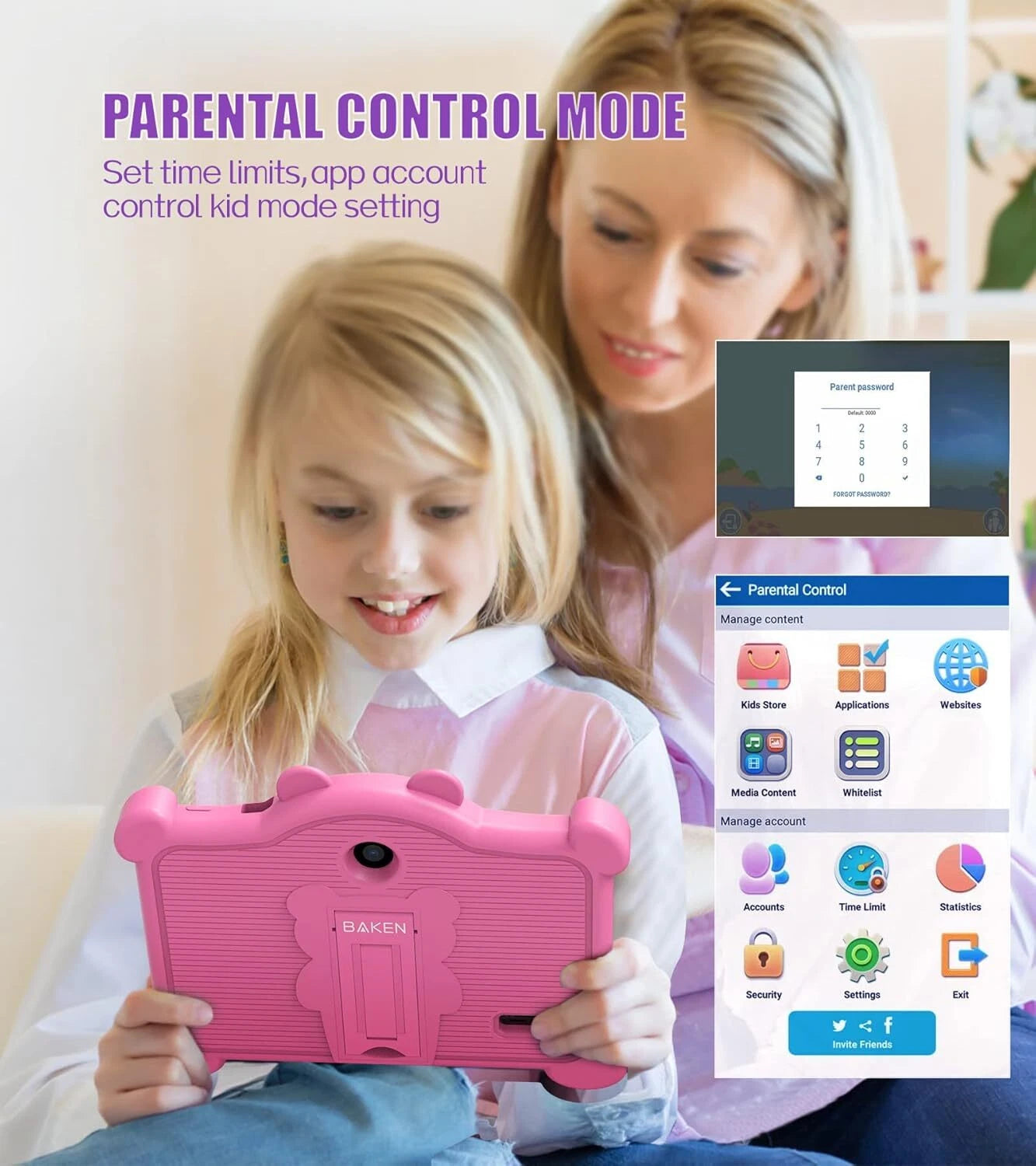 PRITOM 7 inch Kids Tablet, Android Tablet,32GB, Bluetooth WiFi Parental Control