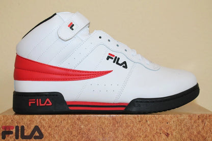 Mens Fila F13 F-13 Classic Mid High Top Basketball Shoes Sneakers White Black